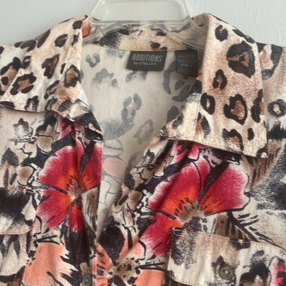 Colorful short-sleeved shirt blouse size XL - Picture 2 of 7